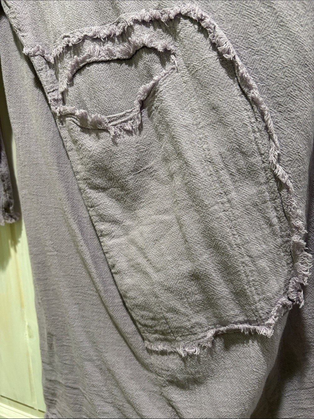 Oh My Gauze! Lavender Frayed Open Front Jacket - Picture 5 of 7